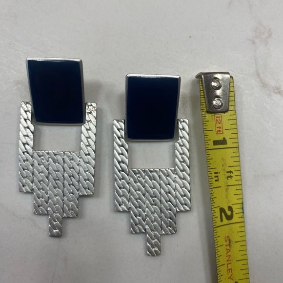 Art deco, Vintage sliverplated/ deep blue earrings. - Picture 7 of 7